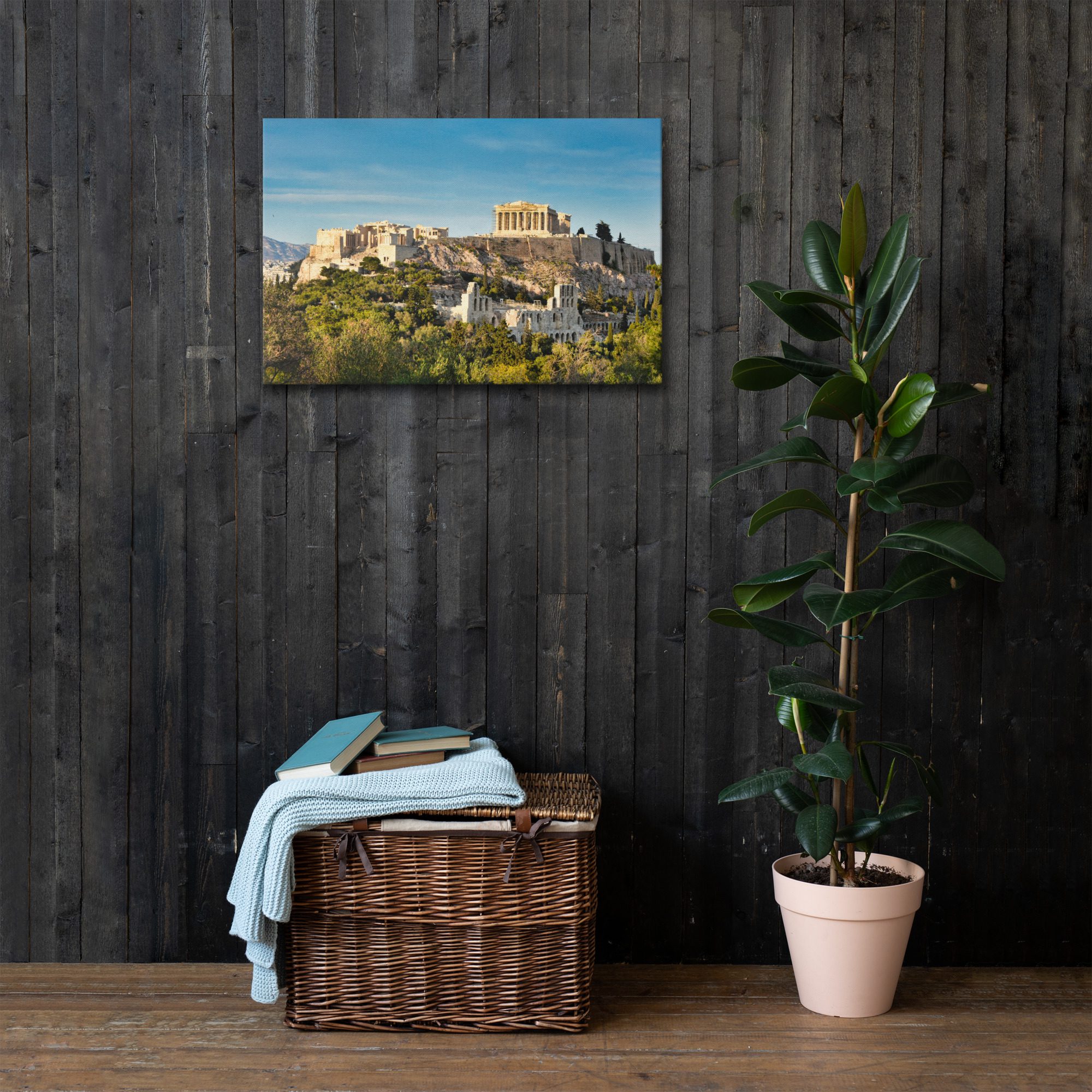 thin canvas picture of acropolis of athens